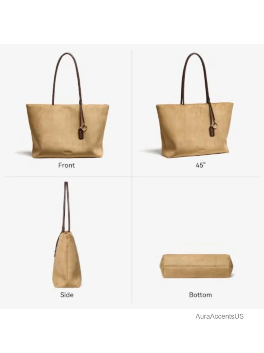 Faux Suede Slouchy Work Tote Bag Large Lightweight Handbag for Women